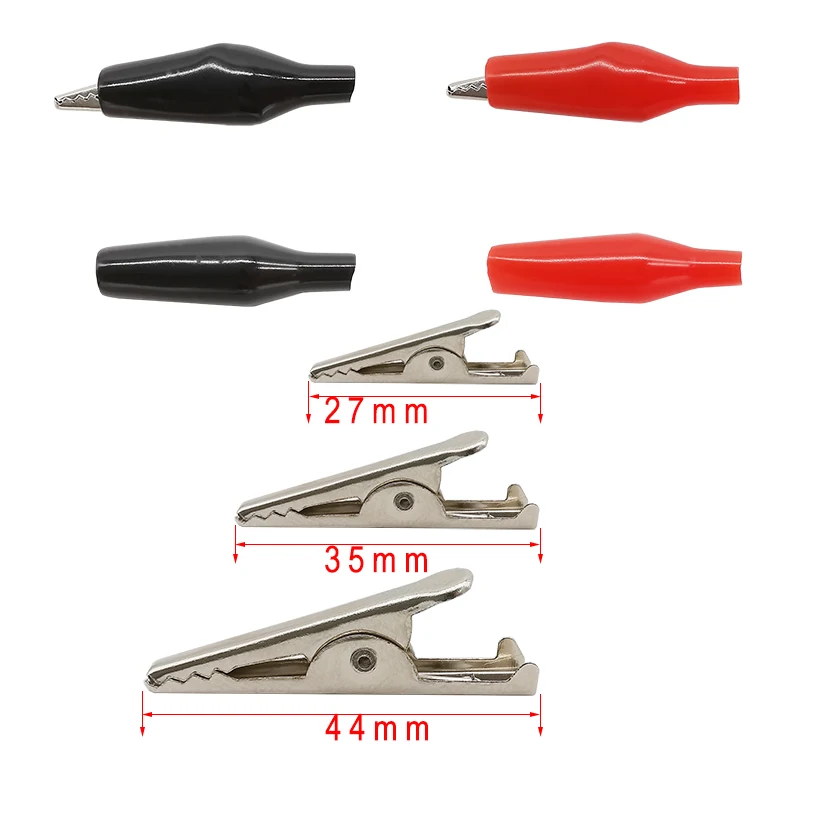 5/10 Pairs Plastic Boot 27mm 35mm 44mm Alligator Clip Electrical Testing Probe G98 Crocodile Clamps Black & Red