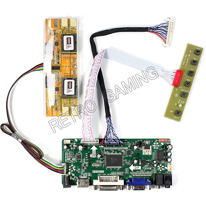 LCD Driver Controller Board HDMI DVI VGA Audio DIY Kit 30Pin LVDS Cable 4CCFL inverter Keyboard Fit 17 19 inch 1280*1024