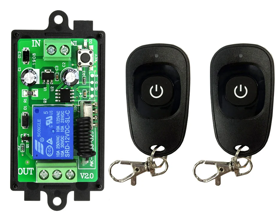 Smart Multiple DC 12V 24V 10A 315/433 MHz 1CH 1 CH 1 Channel Wireless Relay RF Remote Control Switch Receiver+Transmitter