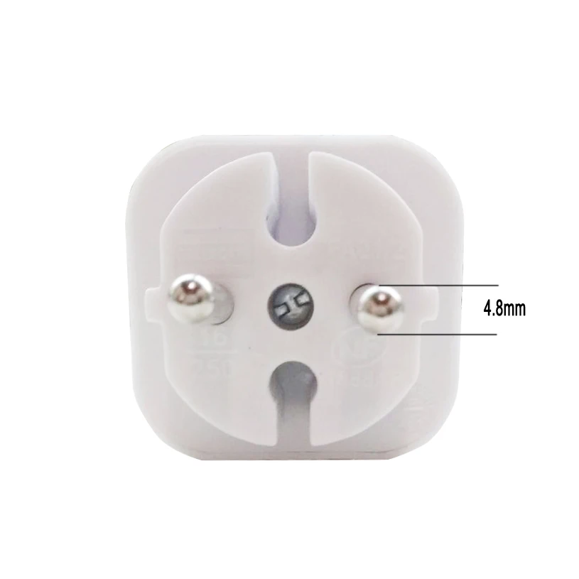 الأوروبي تحويل التوصيل 2Pin 4.8 مللي متر التوصيل بدوره 4.0 مللي متر 2 حفرة الاتحاد الأوروبي المقبس توزيع الطاقة قابس مهايئ الأبيض 16A 250 فولت