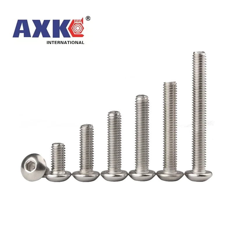 10pcs UNC 10#-24 1/4-20 US Coarse Thread 304 A2-70 stainless steel Allen Hex Hexagon Socket Button Head Round Screw Bolt ISO7380