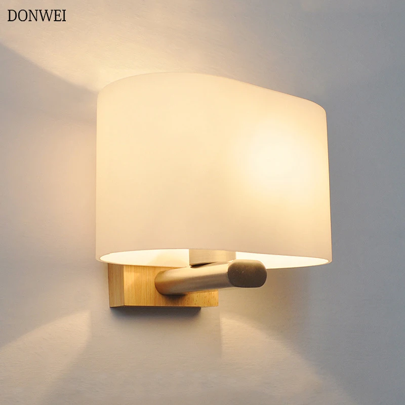 

5W Modern Led Wooden Wall Lamps Nordic Frosted Glass Wood Lights Sconce Bedroom Livingroom Corridor Hotel Wall light AC85-265V