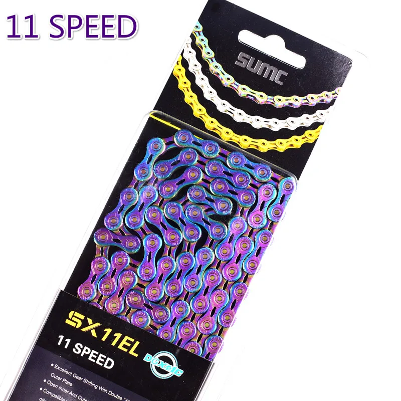 Titanium Bike Chain SX11EL for M7000 M8000 11 Speed MTB Mountain Road Bicycle Chain  Golden Silver Laser Color with Chain Link