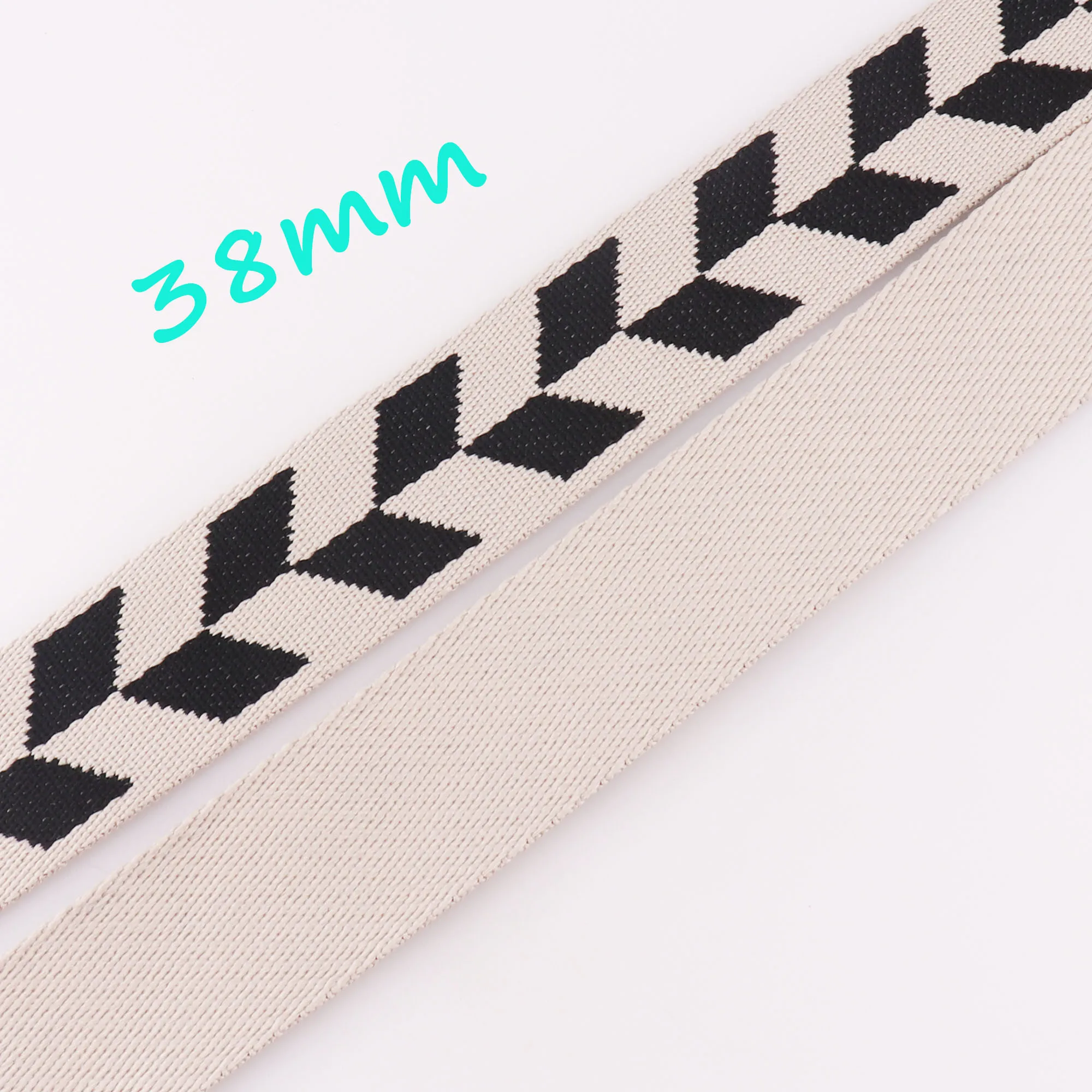 

38mm Cotton Webbing Black Polyester Lanyard Webbing Cotton Tape Jacquard Ribbon Belt Supplies Tote Bag Handle-1 1/2 inches