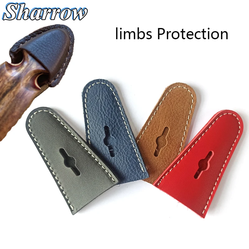 1pc Bow Tip Protection Recurve Bow Limbs Protection Cover Longbow Genuine Leather Case Takedown Bow Hunting Archery Accessories