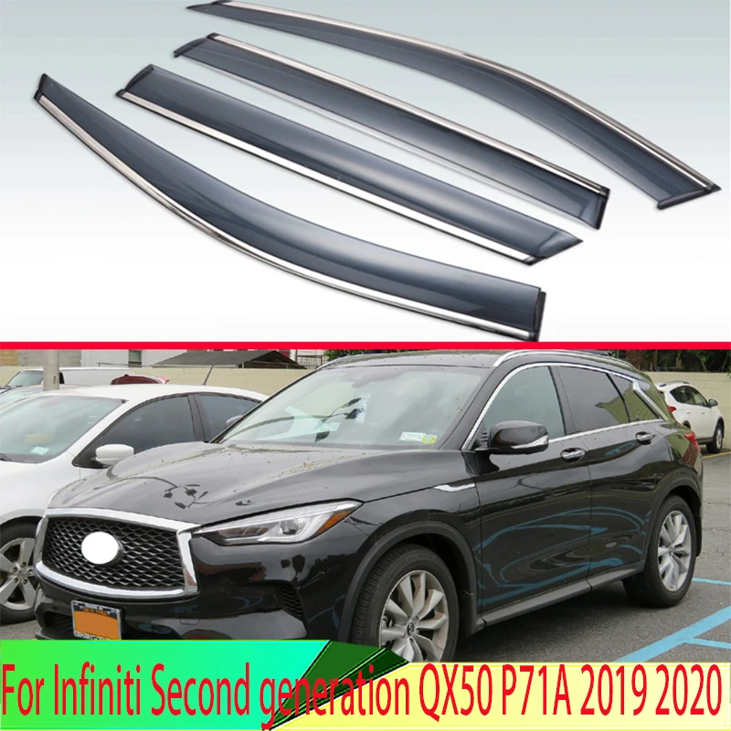 

For Infiniti Second generation QX50 P71A 2019 2020 Plastic Exterior Visor Vent Shades Window Sun Rain Guard Deflector 4pcs