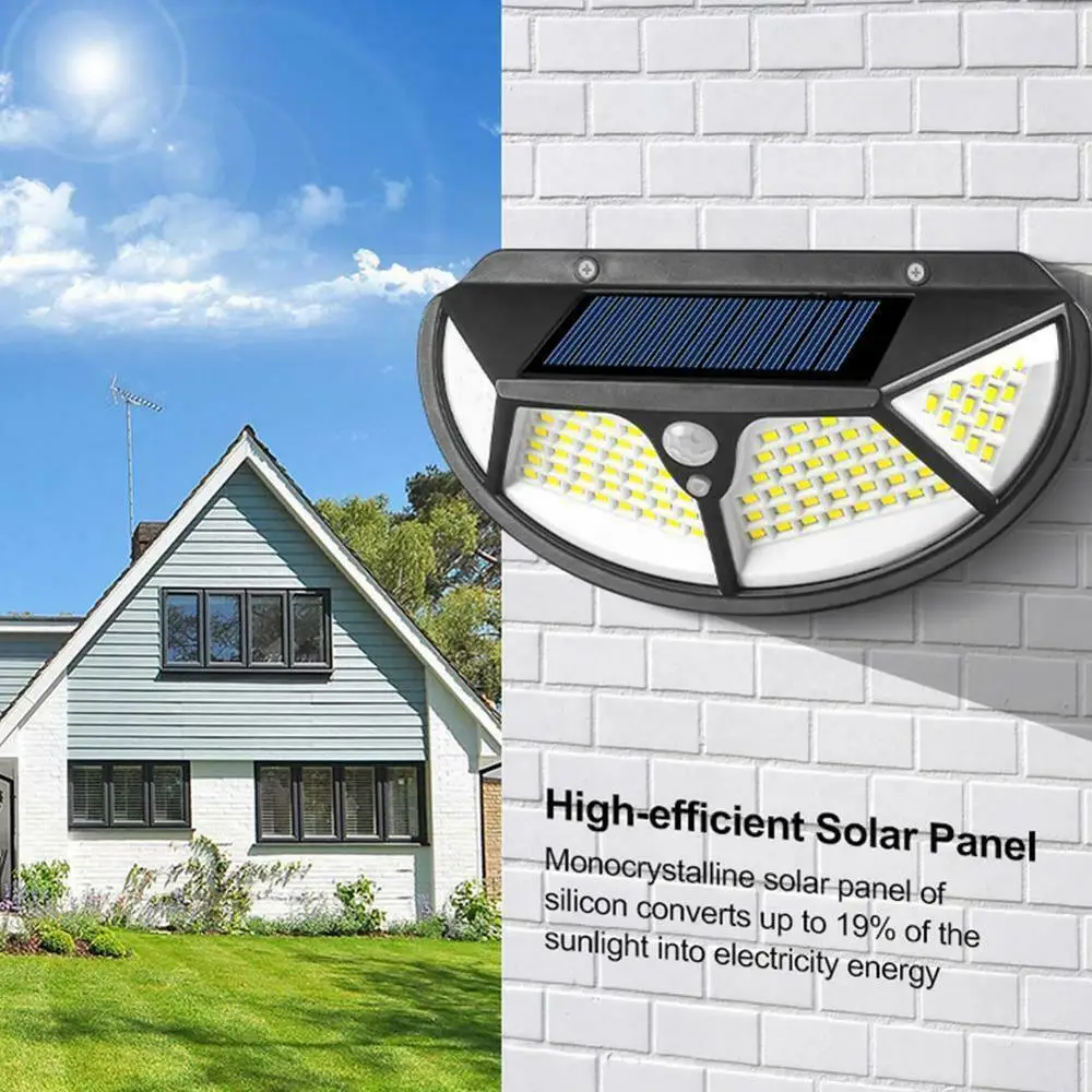 Ultra Bright 102 LED Solar Garden Light PIR Motion Sensor Outdoor Security Wall Lamp 1200mAh 18650 Rechargeable Street Light