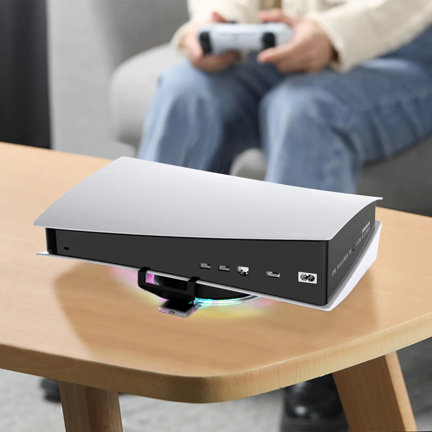 Base RGB ajustable para consola PS5, soporte de luz LED de atmósfera, estación Horizontal Vertical, tira de luces, accesorios de juego