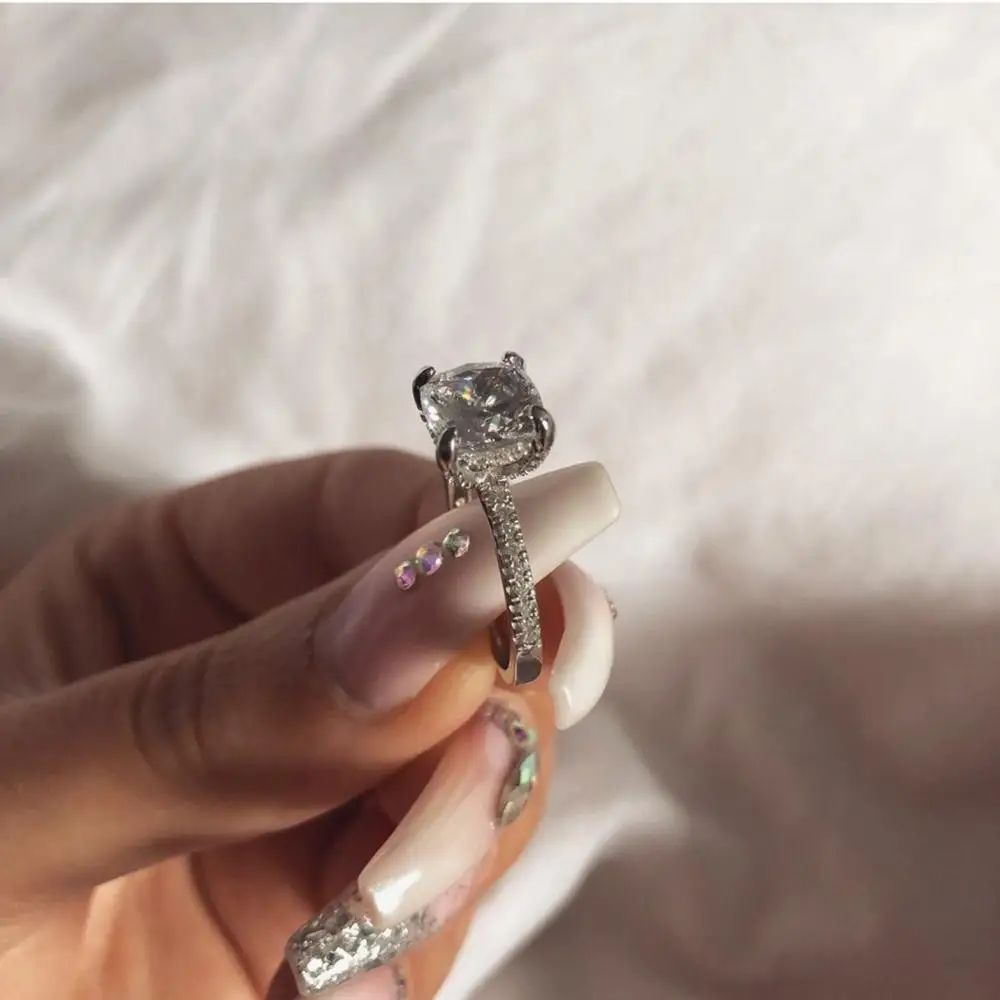 Majeste Promise ring 925 Sterling Silver Cushion cut 2ct Sona cz Engagement Wedding Band Rings for women Bridal Jewelry
