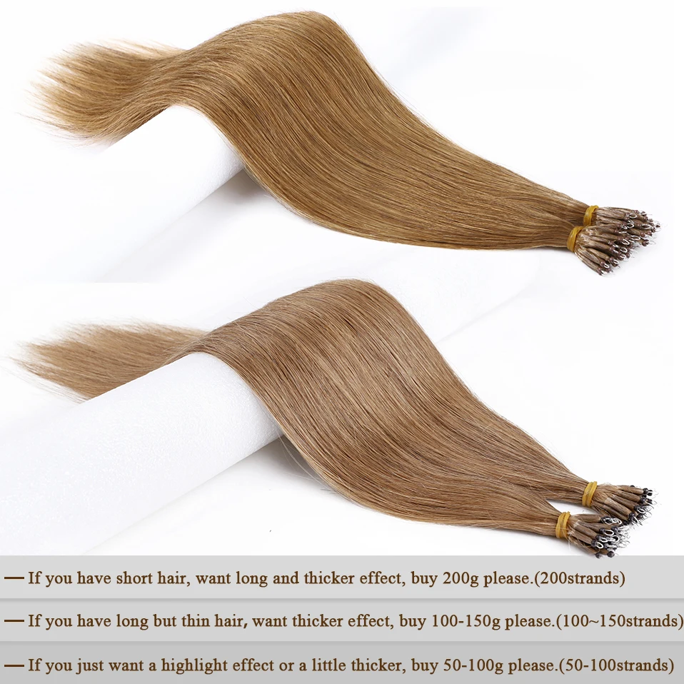 S-noilte-Extensions de Cheveux Humains Lisses, Couleur Blond Naturel, Micro Perle, Boucle Pré-collée, 22 Pouces, 1g/Brin, 50 Pièces