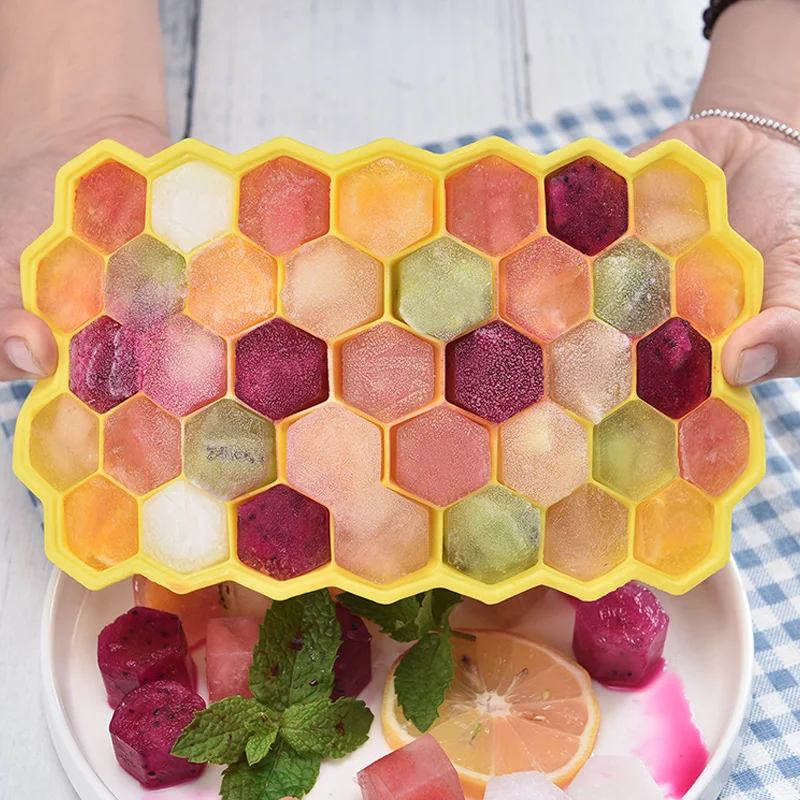 Creative DIY 37 Ice Cube Honeycomb Tray Silicone Mold  Shape Ray Cream Party Bar Cold Tools Maker Popsicle Kichen Accessories