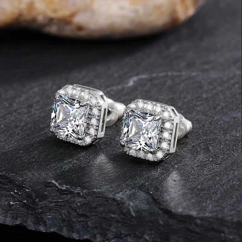 Huitan Ohrstecker mit rechteckigem/quadratischem grünem kubischem Zirkon für Damen, elegante Party-Accessoires, Jahrestagsgeschenk, zeitlose Damen-Ohrringe – Detail 23