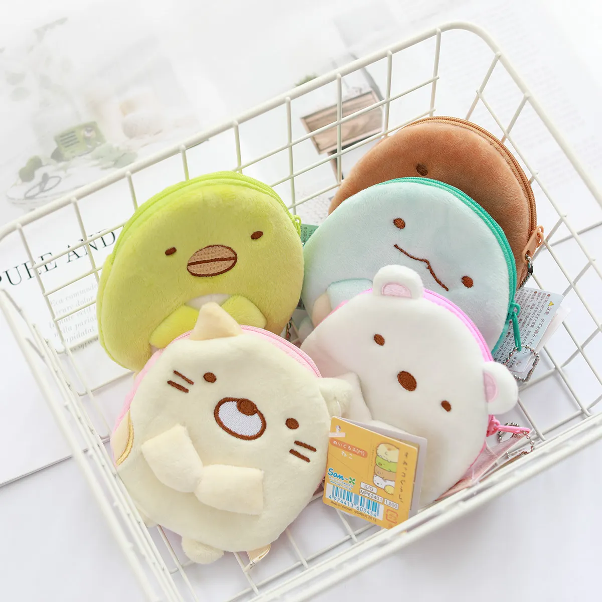 1pc lovely Sumikko Gurashi Plush Purse Toy Cartoon Stuffed Dolls for Kids girl Gift Coin Storage Purse Plush Wallet Hang Pendant