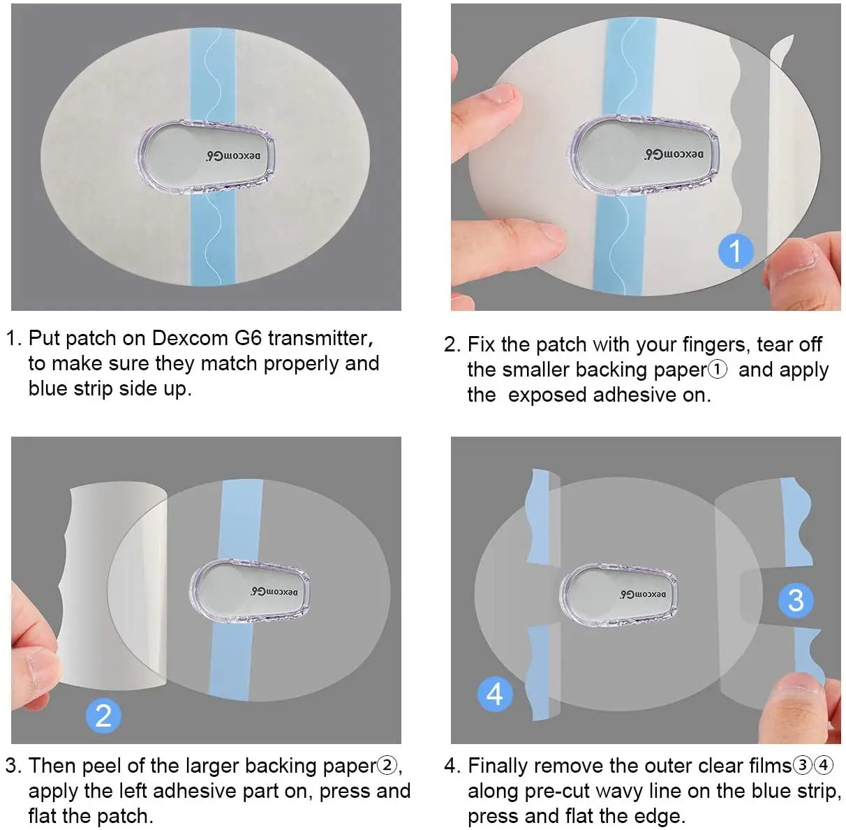 Parches adhesivos impermeables para Dexcom G6, Pegatinas transparentes impermeables, 50 piezas