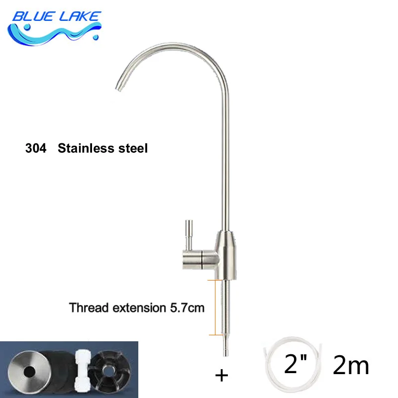 Water purifier faucet, 2 points interface, 304 stainless steel, Lengthened thread,For marble countertops,water purifier parts