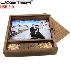 JASTER USB 3.0 FREE LOGO Maple Photo Album usb+Box flash drive Pendrive 4G 16GB 32GB 64GB Photography Wedding gift 170*170*35 mm