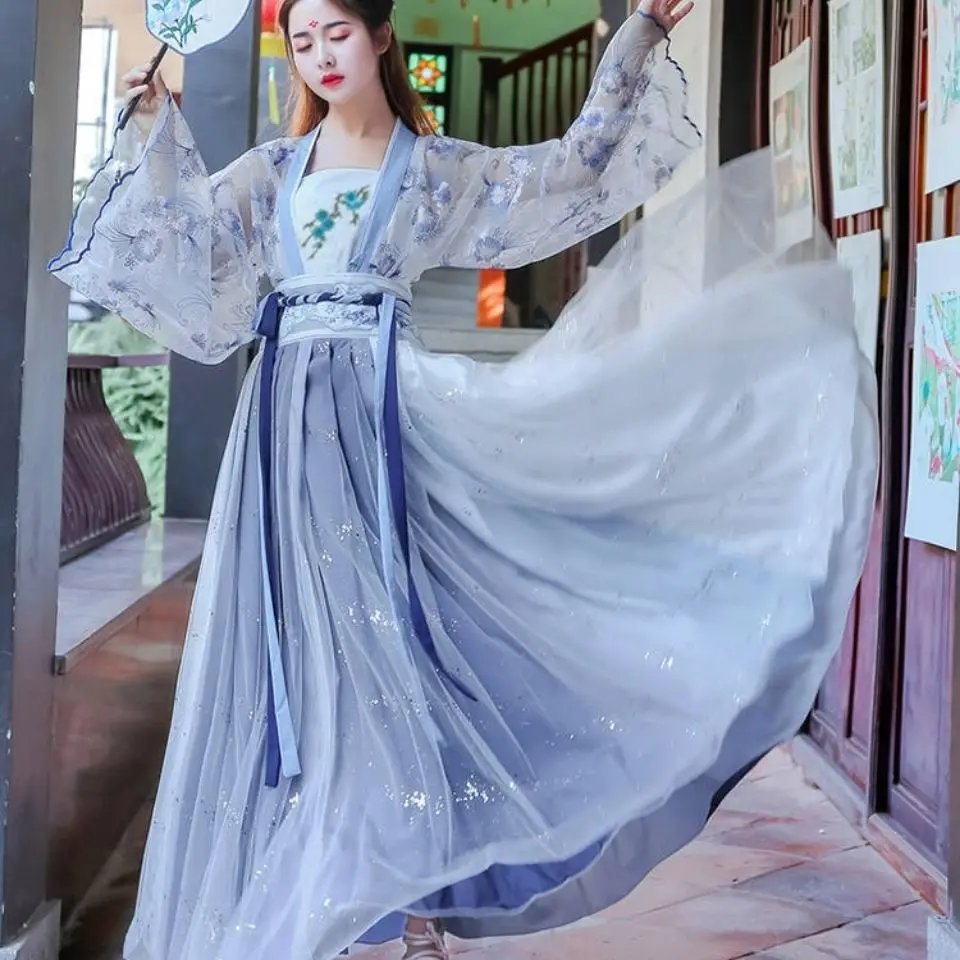 New Hanfu suit female Flower God Fu Canghai Fu waist embroidered skirt hanfu women