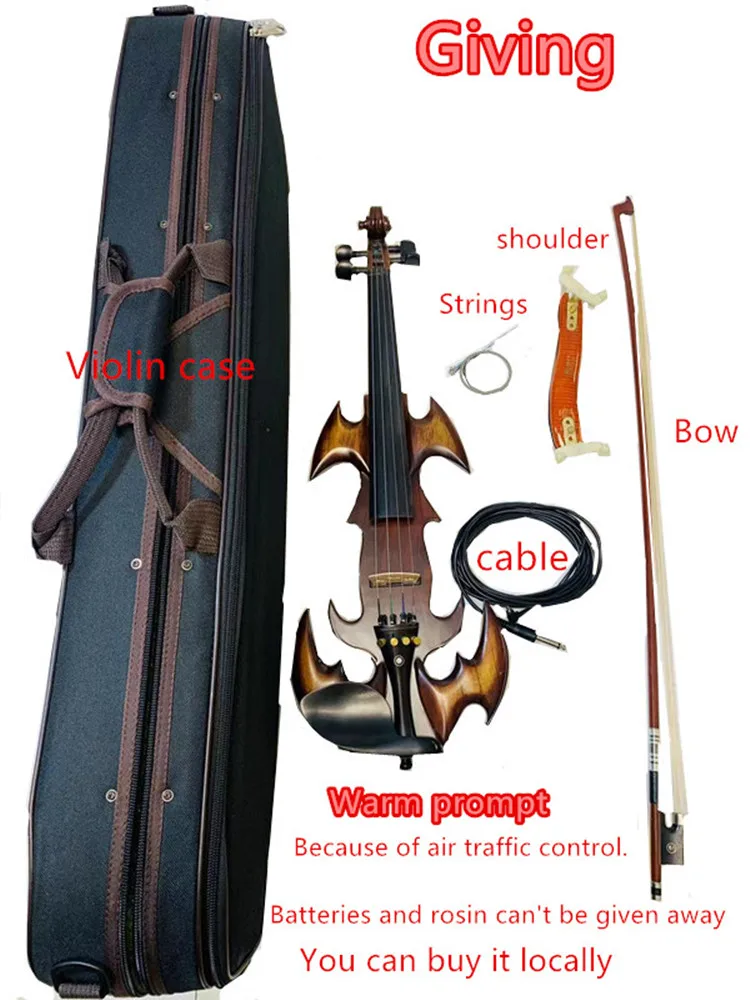 Violin Full Size 4/4 Solid Wood Silent Electric Violin ACCAJOU body Ebony Fingerboard Pegs with Violin Accessories