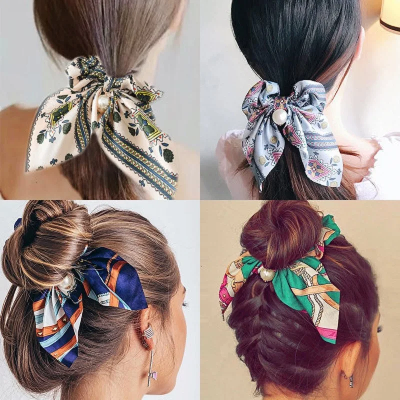 Women Hair Accessories Fashion Headband Fabric Cross Knotted Bow Chiffon Floral Hair Band Korea Headdress ladies Hoop