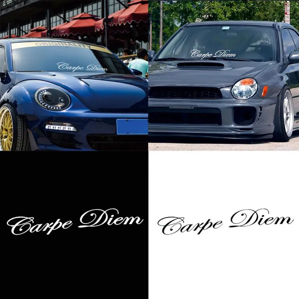 Universal Cute Carpe Diem Letters Design Car Vehicle Front Windshield Sticker Decals Decor