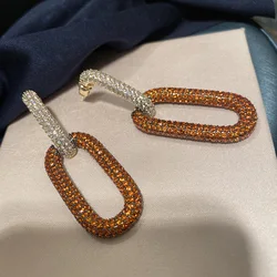 Bilincolor Fashion Orange Cubic Zircon Chain Punk Earring for Women