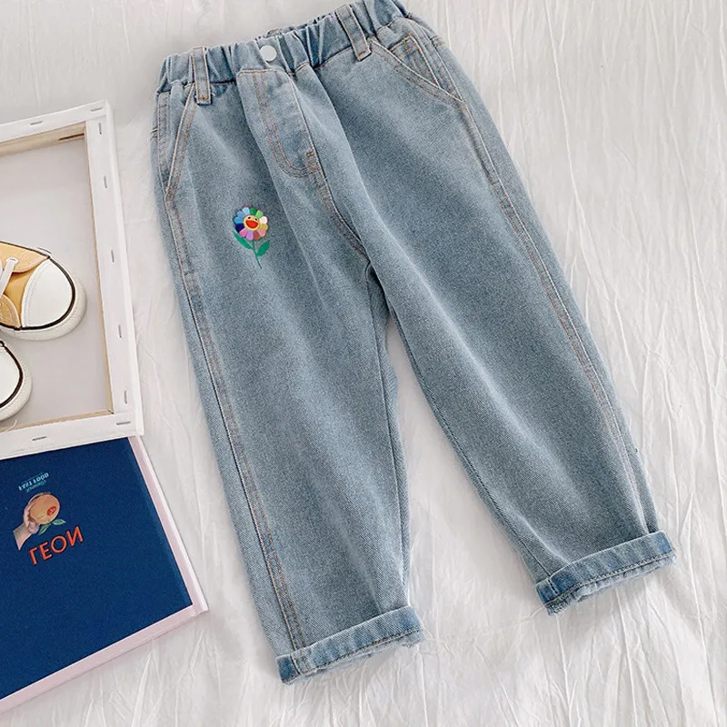 Spring New Baby Jeans Girl Clothes Casual Fashion Loose Denim Trousers Boys Clothes Outing All-match Cute Children's Clothing