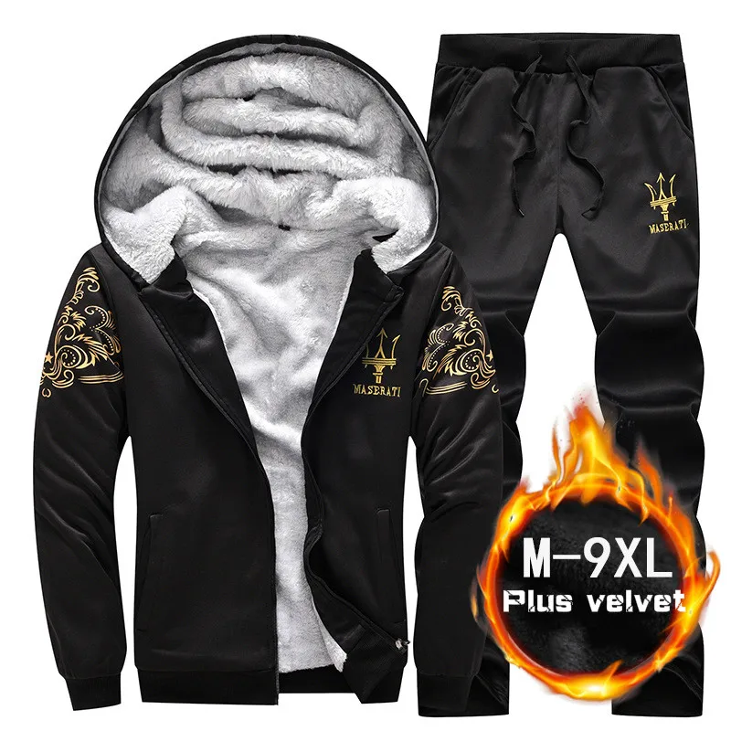 

Fall new men's suits, plus fat, large size sportswear, running suits, plus velvet track suits, fashion simple fitness suit