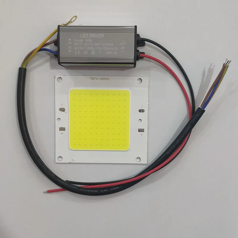 Chip LED 50W COB perline di luce per lampione riflettore sorgente luminosa stoppino accessori per proiettori fai-da-te kit sorgente luminosa driver