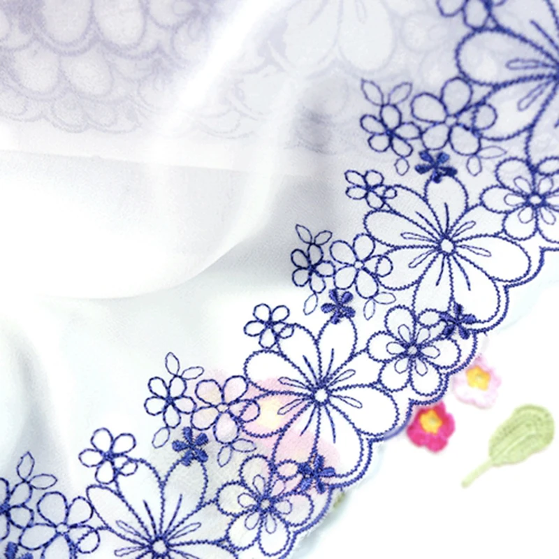 

42Meters Embroidered Flower Lace Trim White Black Chiffon Fabric DIY Craft Sewing Bra Underwear Dress Clothing Accessories