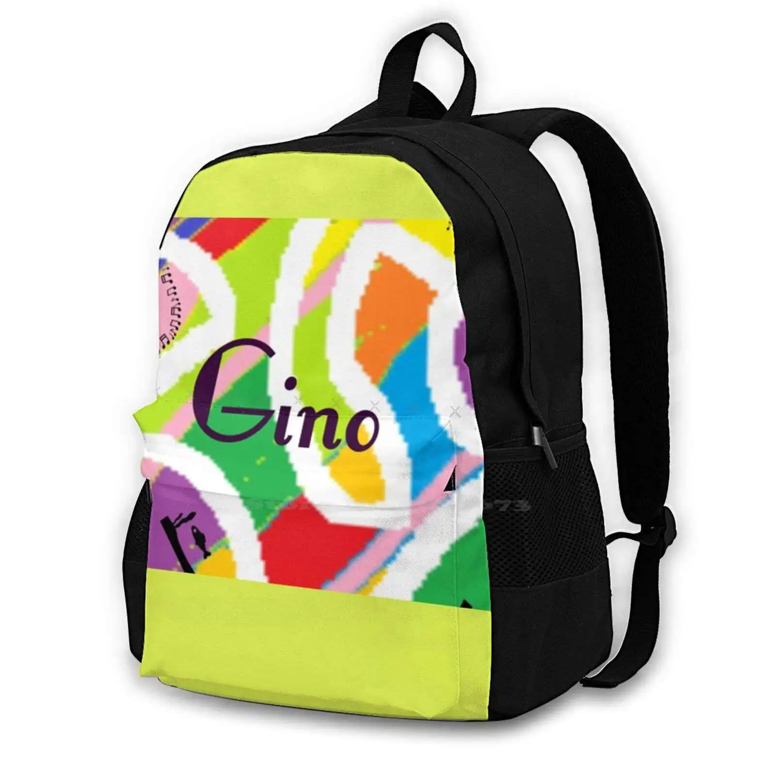 Gino-Personalize Your Gift School Bag Big Capacity Backpack Laptop 15 Inch Personalise Gino Birth Name Names Birthday Gino