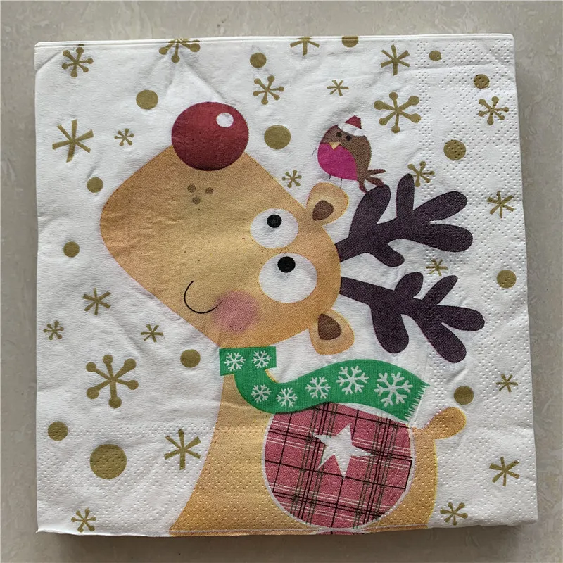 Christmas paper napkin serviettes decoupage  decor wedding party festival cocktail flower cartoon animal deer tree snow leaf