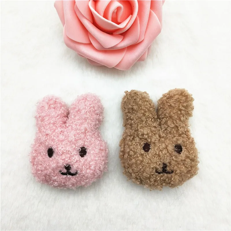 10Pcs/Lot 5*6CM Plush Cartoon Teddy Velvet Rabbit Appliques For Baby Headwear Clip Bow Accessories Decor Patches