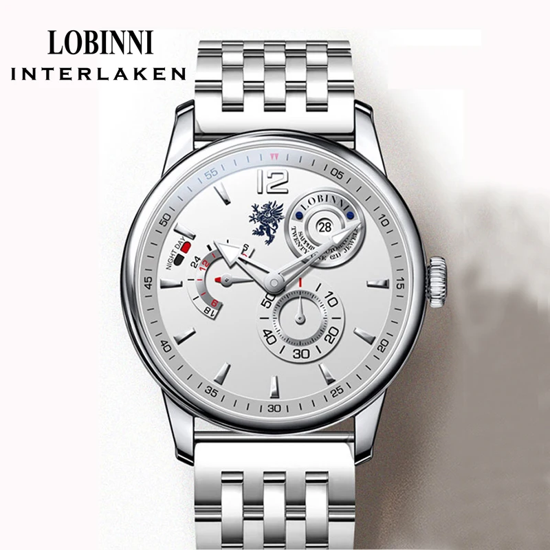 LOBINNI 316L Stainless steel Men's Mechanical Watch Seagull Movement Automatic Men Watches Sapphire Glass Waterproof Watches