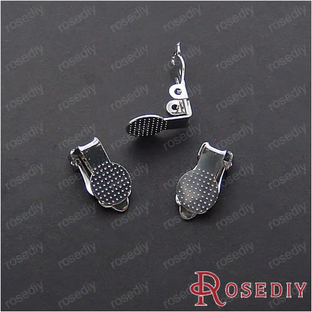 

Wholesale Imitation Rhodium Iron Clip Earrings with 9mm Round Paste Settings Diy Jewelry Findings 20 pieces(JM5112)