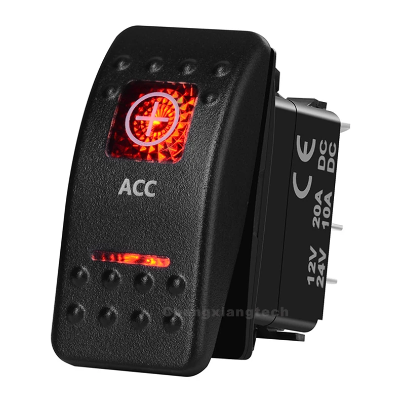 Interruptor basculante de encendido y apagado para coche, barra de luz Led roja para coche, barco, camión, caravana, 12V ~ 24V