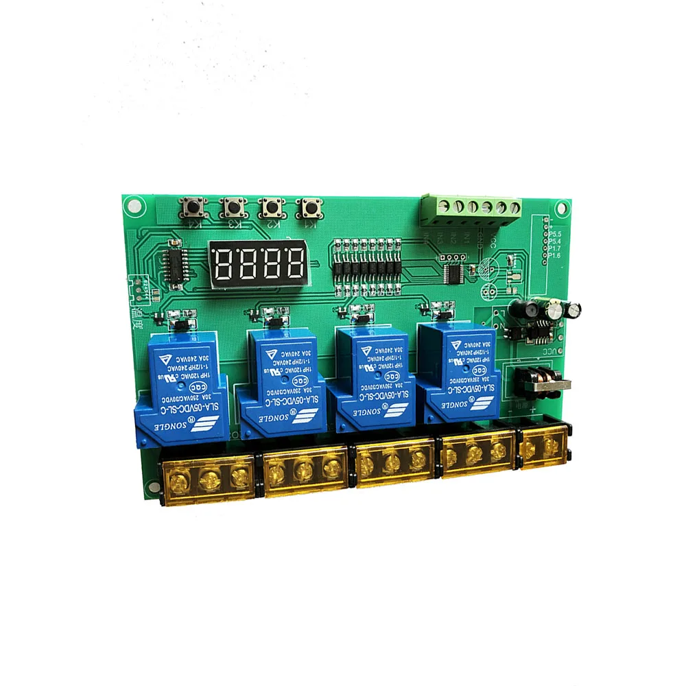 Taidacent 30A 4 Ch High Power Relay Switch Dual Motor Control Timer Relay Self-locking Interlock Cycle Programmable Relay Module