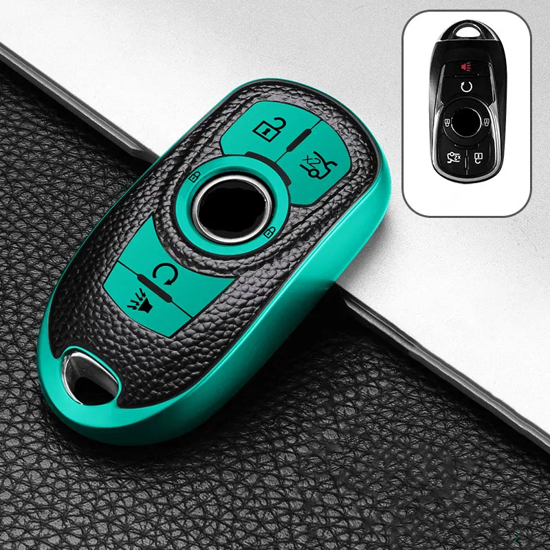 Leather TPU Car Key Cover Bag Case Shell Protector Keychain for Buick Encore Envision Excelle Lacrosse Regal Verano GX GL6