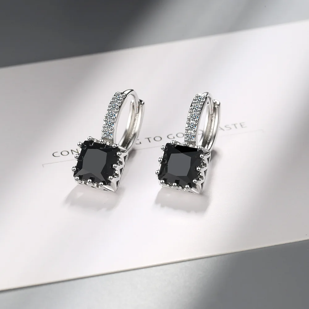 Klasyczne kolczyki z cyrkoniami sześciennymi ze srebra próby 925 dla kobiet Biżuteria Moda Oświadczenie Bijoux