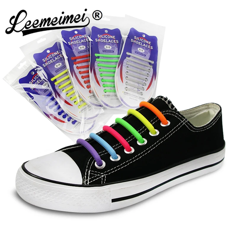 

16pcs/lot Silicone Shoelaces Elastic Shoe Laces Special No Tie Shoelace for Men Women Lacing Rubber Zapatillas