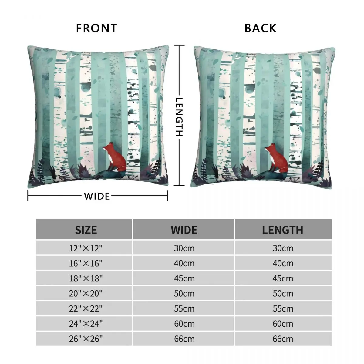 The Birches Square Pillowcase Polyester Linen Velvet Creative Zip Decor Pillow Case Car Cushion Cover Wholesale