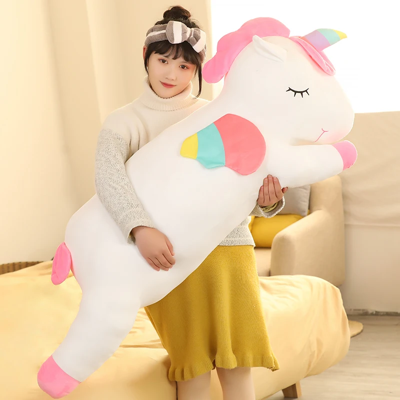 25-100CM Kawaii Giant Unicorn Plush Toys Stuffed Soft Dolls Animal Horse For Children Girl Pillow Birthday Gifts