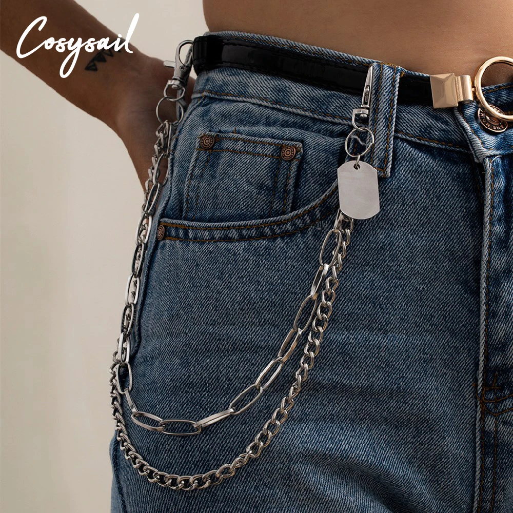 Cosysail Multilayer Waist Chain Key Chain for Women Hip Hop Trousers Pants Chain Accessory Jewelry Gift 2022