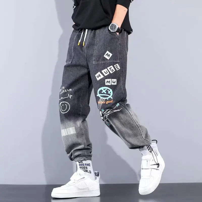 Men jeans pants streetwear men\'s denim pants 2023 autumn ankle length hip hop jeans trousers sweatpants