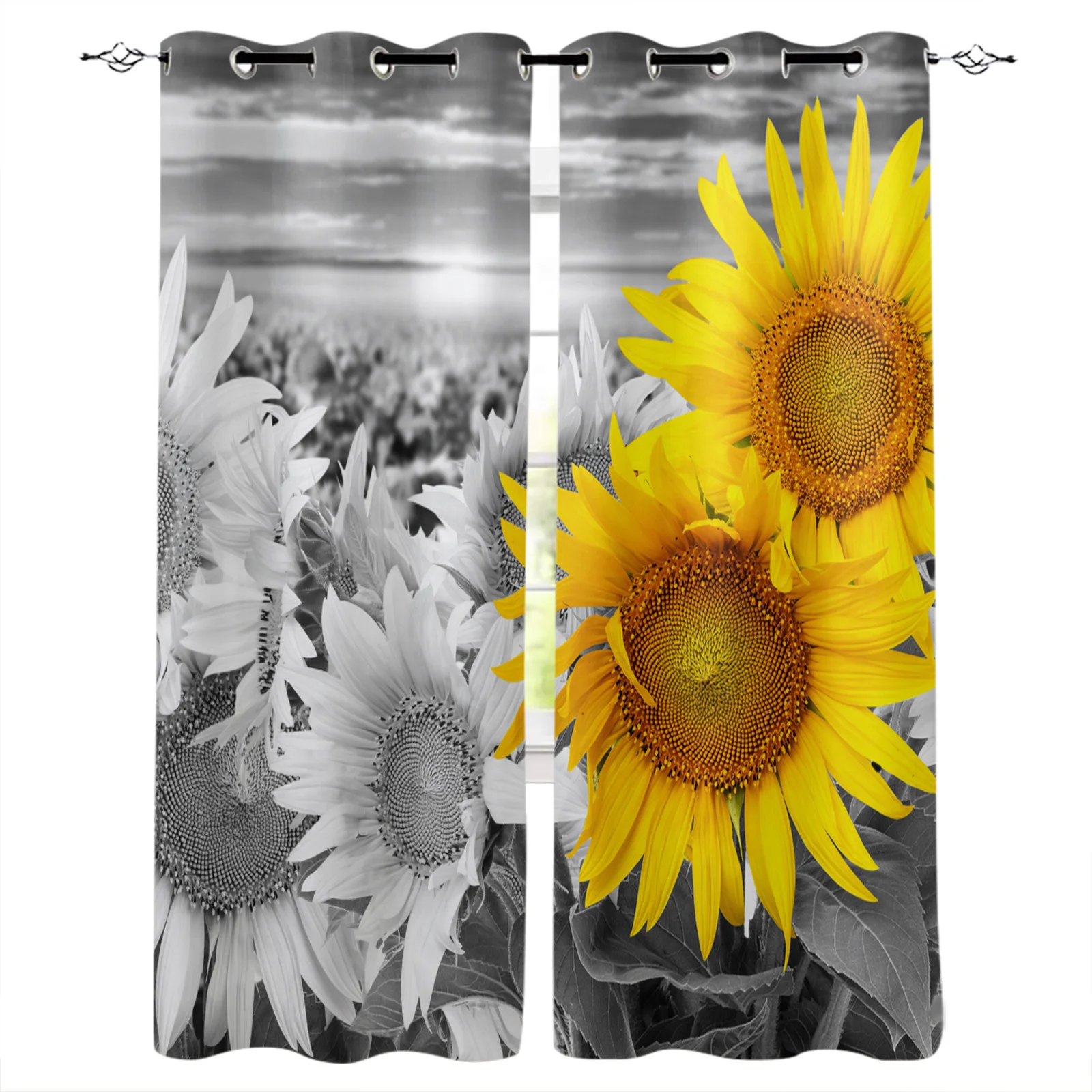 Sunflower Local Color Abstract Park Blackout Curtains For Bedroom Blinds Drapes Window Curtains For Living Room High Shading