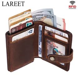 Thin Genuine Leather Man Wallets Credit Card Case ID Holder Short Zipper Purse Credential Bag Luxury Business Slim Male Walet