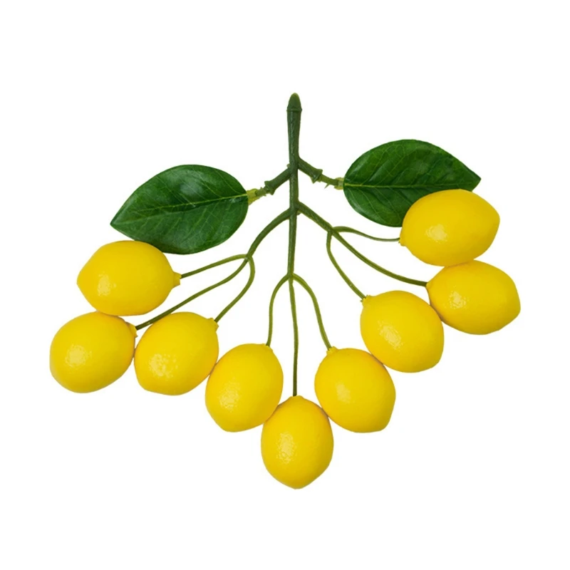 Artificial Lemons String, Vivid Faux Lemon Plastic Fake Yellow Lemon Fake Fruit, Home Table Party Decor Photography Prop