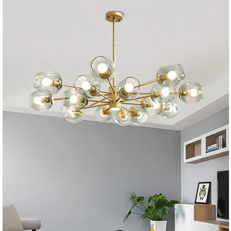 Creative post modern light luxury molecular restaurant bedroom chandelier Nordic magic bean glass living room chandelier