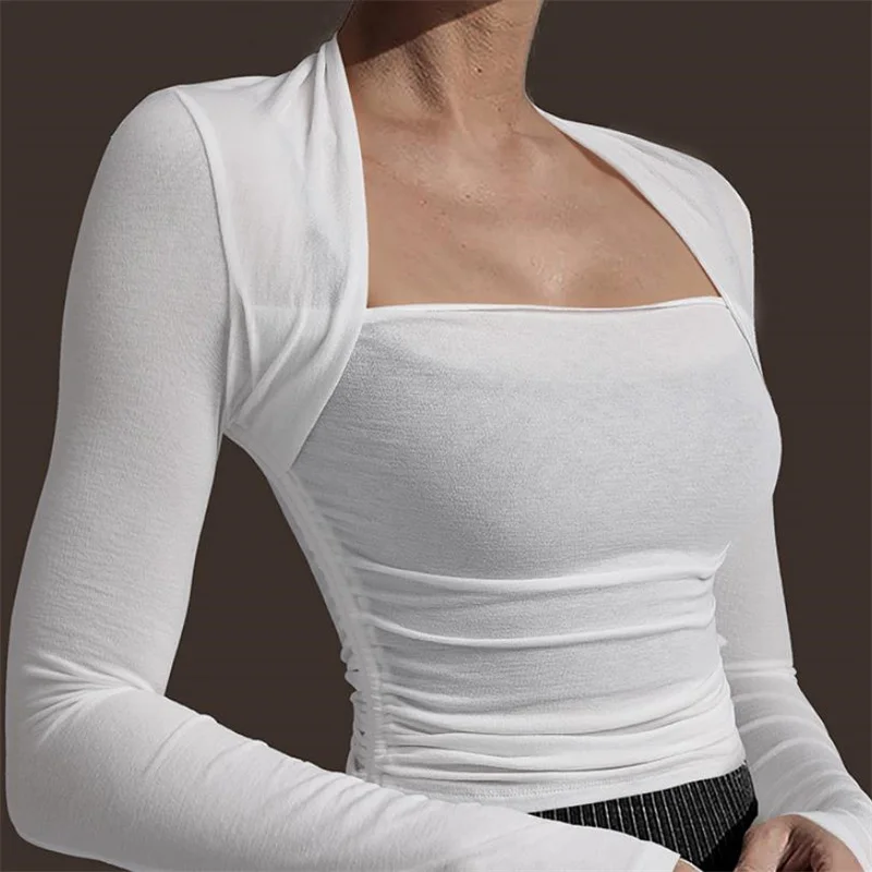 Sexy Neck Tight Fit Women Fitness Top Soft Long Sleeve Yoga Shirt Stretchy Sport T-shirts Lightweight Workout Clothes for Gym