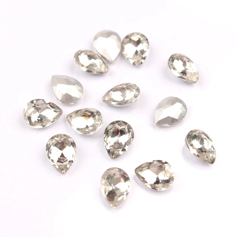 30pcs Glass Crystal Rhinestones 3D Water Drop Stones Nail Art Decoration Strass Polishing Charm Design Accessories Jewelry