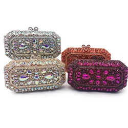 WHTUOHENG pochette da sera con diamanti rosa rossa/AB per la festa nuziale pochette da donna con tracolla in pietra preziosa con strass di lusso